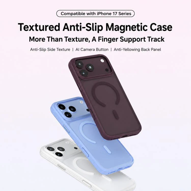 For iPhone 17 Pro Max Textured Non-slip Shockproof Magnetic Phone Case(Dark Blue) - Image 2