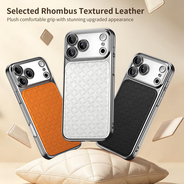 For iPhone 17 Pro Rhombus Texture Magnetic Vegan Leather Phone Case(Red) - Image 2