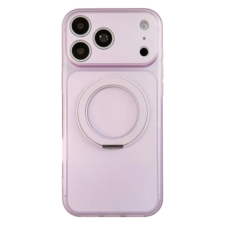 For iPhone 17 Pro Skin Feel Frosted Liquid Silicone 360 Rotating Holder Magnetic Phone Case(Purple)