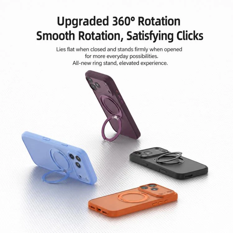 For iPhone 17 Pro Textured Non-slip Shockproof Magnetic Phone Case with Holder(Orange) - Image 4
