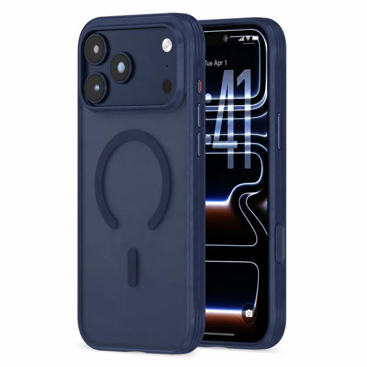 For iPhone 17 Pro Textured Non-slip Shockproof Magnetic Phone Case(Dark Blue)