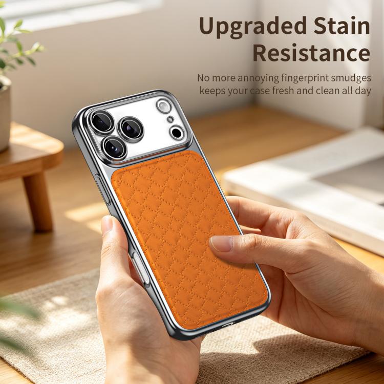For iPhone 17 Rhombus Texture Magnetic Vegan Leather Phone Case(Black) - Image 5