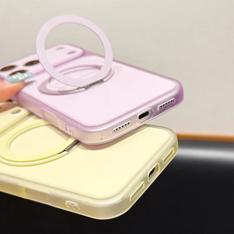 For iPhone 17 Skin Feel Frosted Liquid Silicone 360 Rotating Holder Magnetic Phone Case(Gray) - Image 5