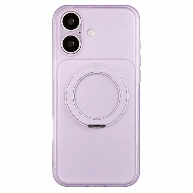 For iPhone 17 Skin Feel Frosted Liquid Silicone 360 Rotating Holder Magnetic Phone Case(Purple)