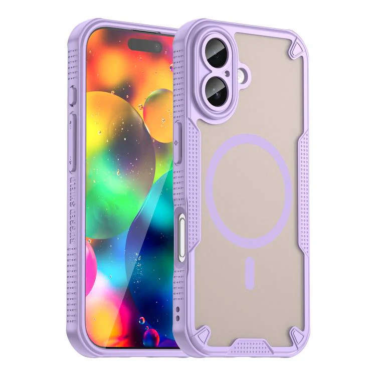 For iPhone 18 Armor Glaze MagSafe Magnetic Phone Case(Purple)