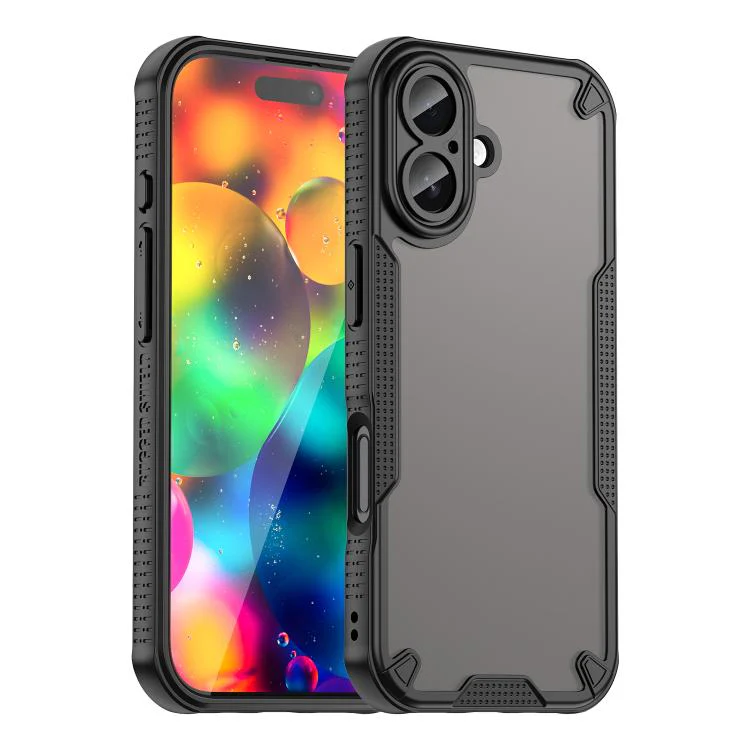 For iPhone 18 Armor Glaze PC Hybrid TPU Phone Case(Black)