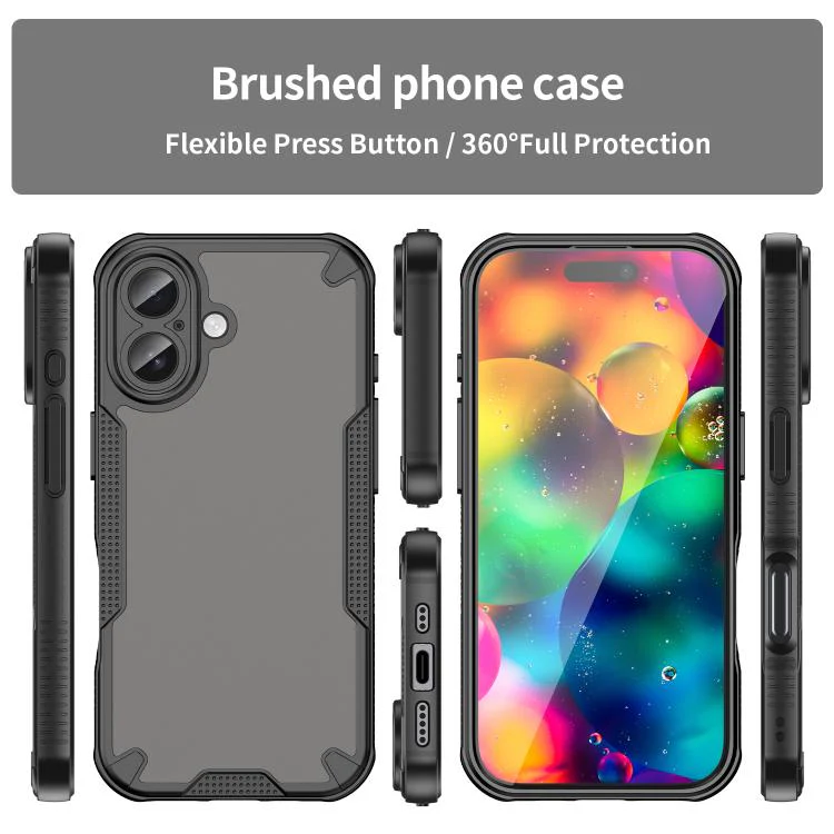 For iPhone 18 Armor Glaze PC Hybrid TPU Phone Case(Black) - Image 2