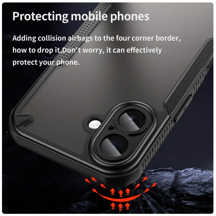 For iPhone 18 Armor Glaze PC Hybrid TPU Phone Case(Black) - Image 4
