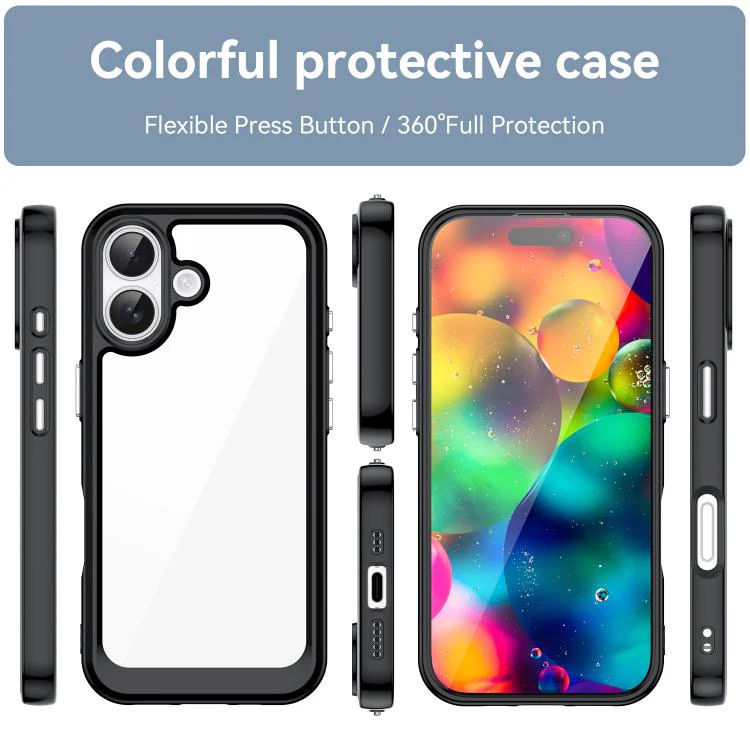 For iPhone 18 Colorful Series Acrylic + TPU Phone Case(Black) - Image 2