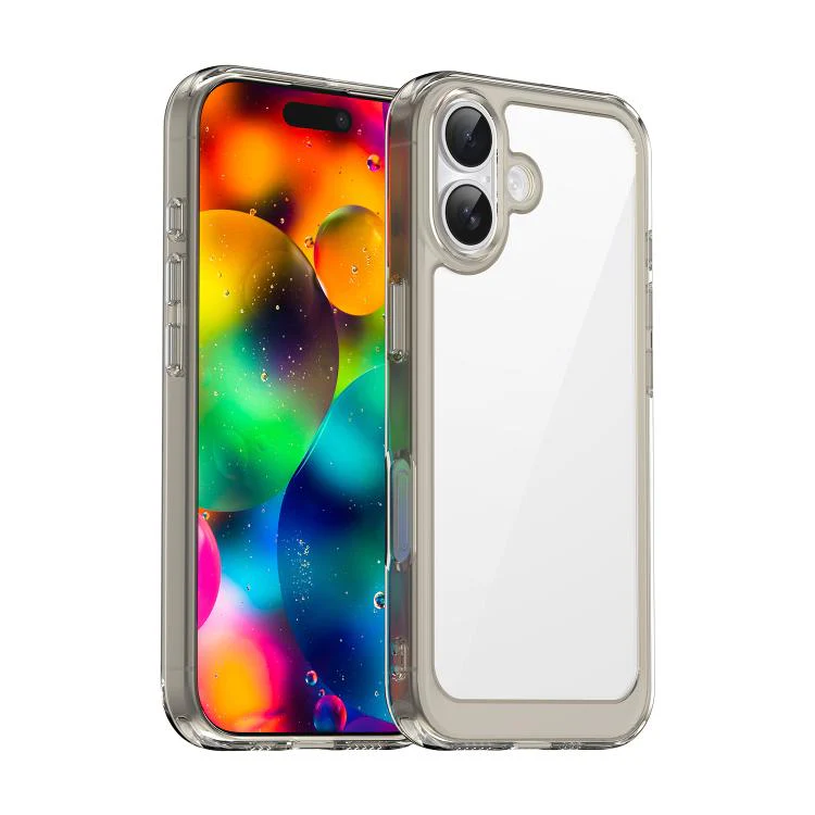 For iPhone 18 Colorful Series Acrylic + TPU Phone Case(Transparent Grey)