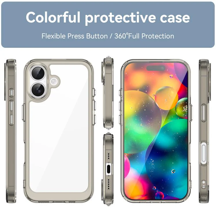 For iPhone 18 Colorful Series Acrylic + TPU Phone Case(Transparent Grey) - Image 2