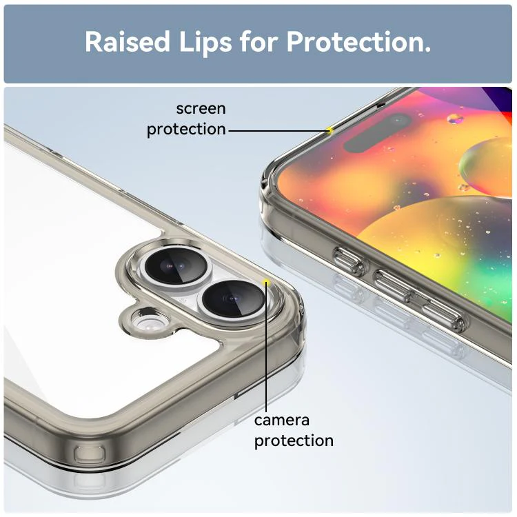 For iPhone 18 Colorful Series Acrylic + TPU Phone Case(Transparent Grey) - Image 6