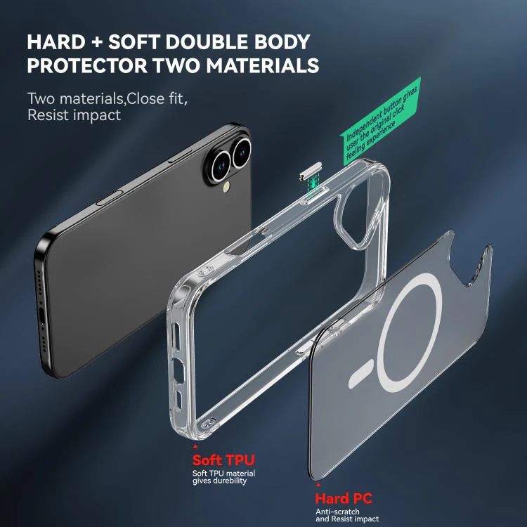 For iPhone 18 MagSafe Clear Acrylic PC +TPU Phone Case(Transparent) - Image 3