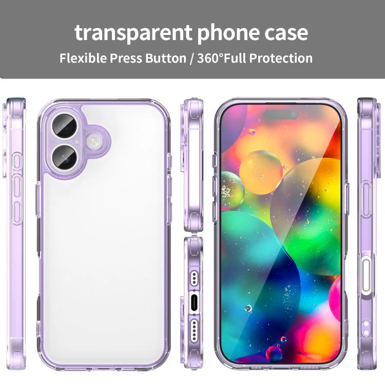 For iPhone 18 PC Hybrid TPU Airbag Shockproof Phone Case(Transparent Purple) - Image 2