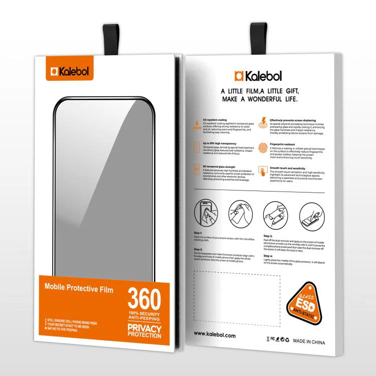 For iPhone 18 Pro 10pcs Kalebol High-Aluminum Screen-Printed Full-Coverage Black-Border Privacy Tempered Glass Film - Image 12