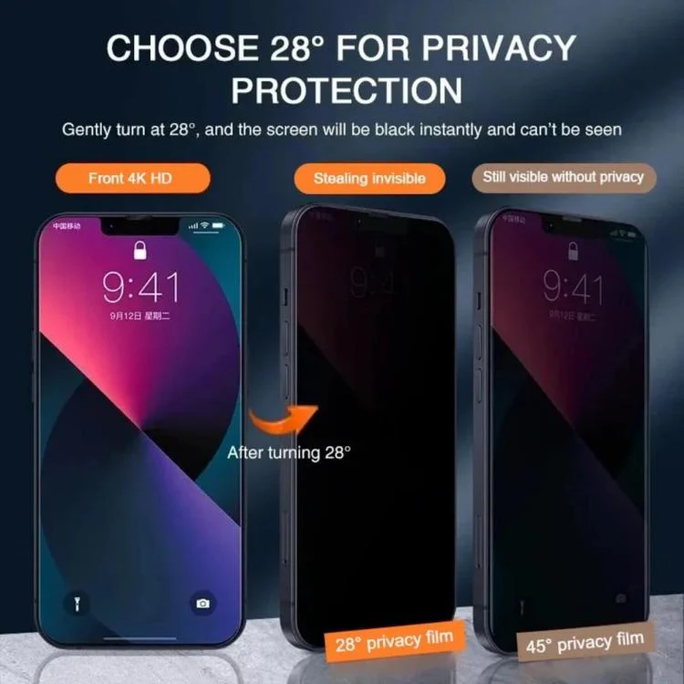 For iPhone 18 Pro 10pcs Kalebol High-Aluminum Screen-Printed Full-Coverage Black-Border Privacy Tempered Glass Film - Image 6