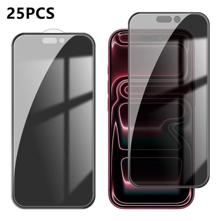 For iPhone 18 Pro 25pcs High-Aluminum Full-Coverage Anti-Fingerprint Screen-Printed Privacy Tempered Glass Film