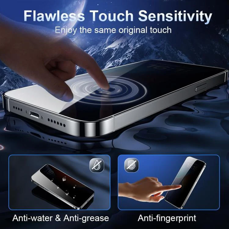 For iPhone 18 Pro 25pcs High-Aluminum Full-Coverage Anti-Fingerprint Screen-Printed Privacy Tempered Glass Film - Image 4