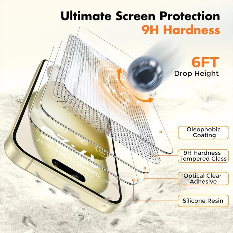 For iPhone 18 Pro 25pcs High-Aluminum Semi-Screen Anti-Fingerprint HD Tempered Glass Film - Image 4