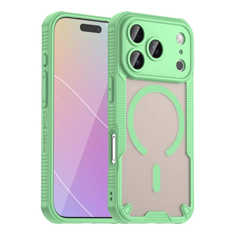 For iPhone 18 Pro Armor Glaze MagSafe Magnetic Phone Case(Green)