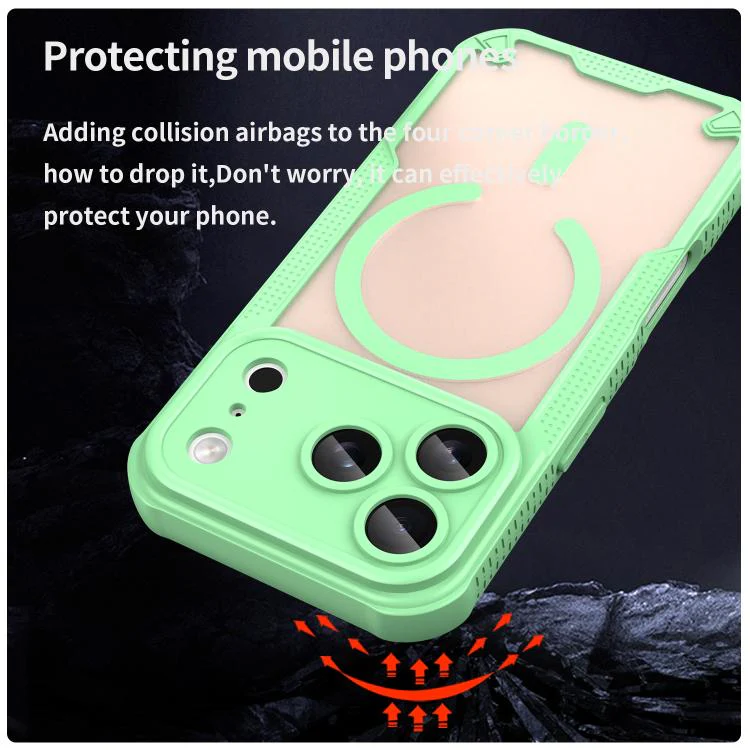 For iPhone 18 Pro Armor Glaze MagSafe Magnetic Phone Case(Green) - Image 4