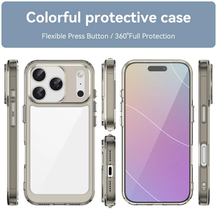 For iPhone 18 Pro Colorful Series Acrylic + TPU Phone Case(Transparent Grey) - Image 2
