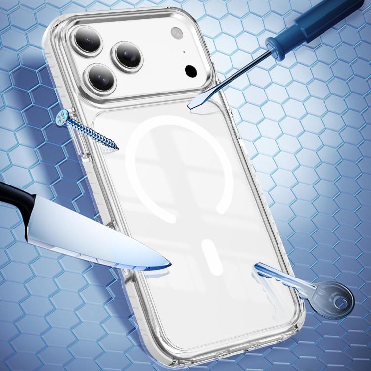 For iPhone 18 Pro Crystal Shield Clear Magnetic Acrylic Hybrid TPU Phone Case(White) - Image 2