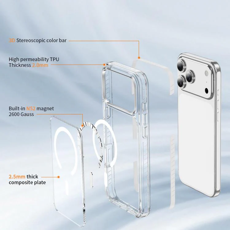 For iPhone 18 Pro Crystal Shield Clear Magnetic Acrylic Hybrid TPU Phone Case(White) - Image 4
