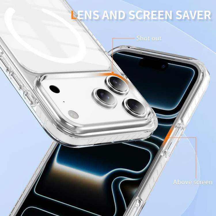 For iPhone 18 Pro Crystal Shield Clear Magnetic Acrylic Hybrid TPU Phone Case(White) - Image 7