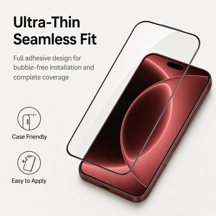 For iPhone 18 Pro High Aluminum 380 Glue Silk Screen Printed Tempered Glass Film - Image 4