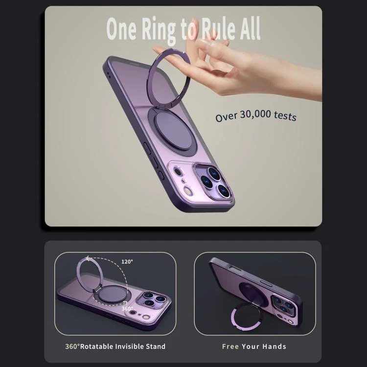 For iPhone 18 Pro Kalebol 360-degree Rotating MagSafe Magnetic Holder Phone Case(Purple) - Image 2