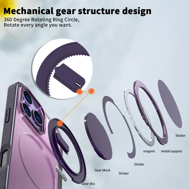 For iPhone 18 Pro Kalebol 360-degree Rotating MagSafe Magnetic Holder Phone Case(Purple) - Image 6