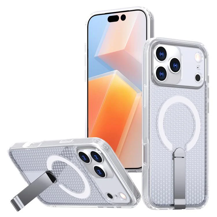 For iPhone 18 Pro kalebol Honeycomb Cooling MagSafe Holder Phone Case(Frosted Transparent)