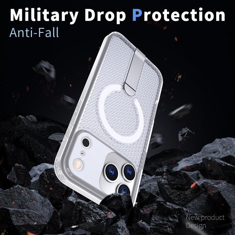 For iPhone 18 Pro kalebol Honeycomb Cooling MagSafe Holder Phone Case(Frosted Transparent) - Image 3