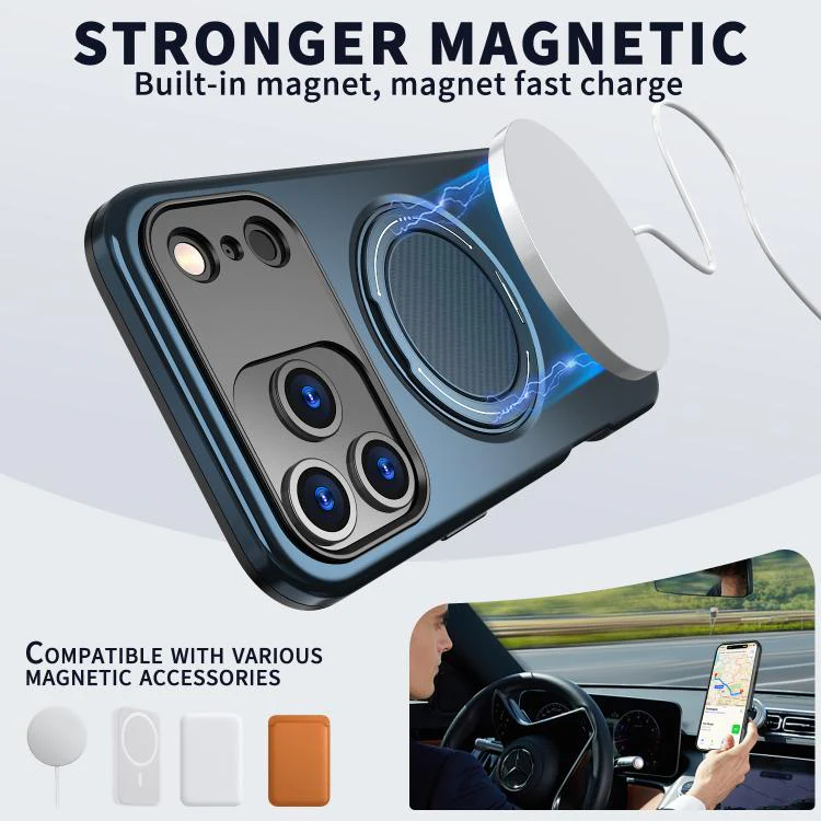 For iPhone 18 Pro Kalebol Magnetic MagSafe Rotation Holder PC Phone Case(Blue) - Image 2