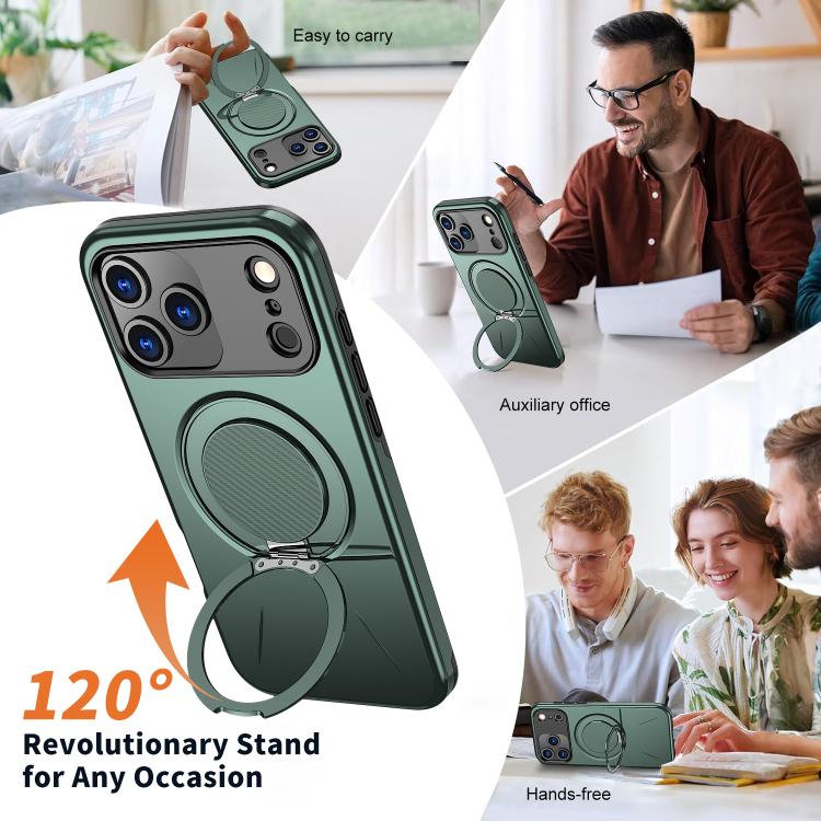 For iPhone 18 Pro Kalebol Magnetic MagSafe Rotation Holder PC Phone Case(Grey Green) - Image 7
