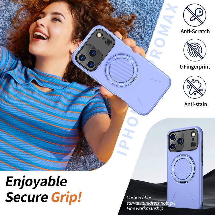 For iPhone 18 Pro Kalebol Magnetic MagSafe Rotation Holder PC Phone Case(Lilac) - Image 3