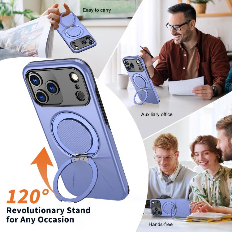 For iPhone 18 Pro Kalebol Magnetic MagSafe Rotation Holder PC Phone Case(Lilac) - Image 7