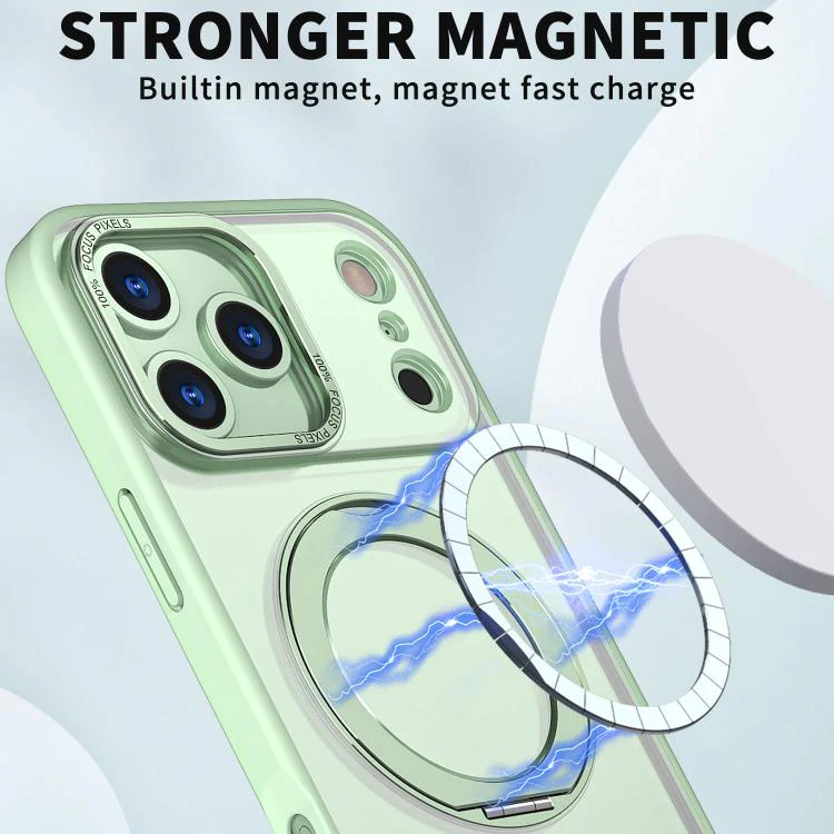 For iPhone 18 Pro kalebol MagSafe Metal Ring Holder Phone Case(Avocado Green) - Image 6