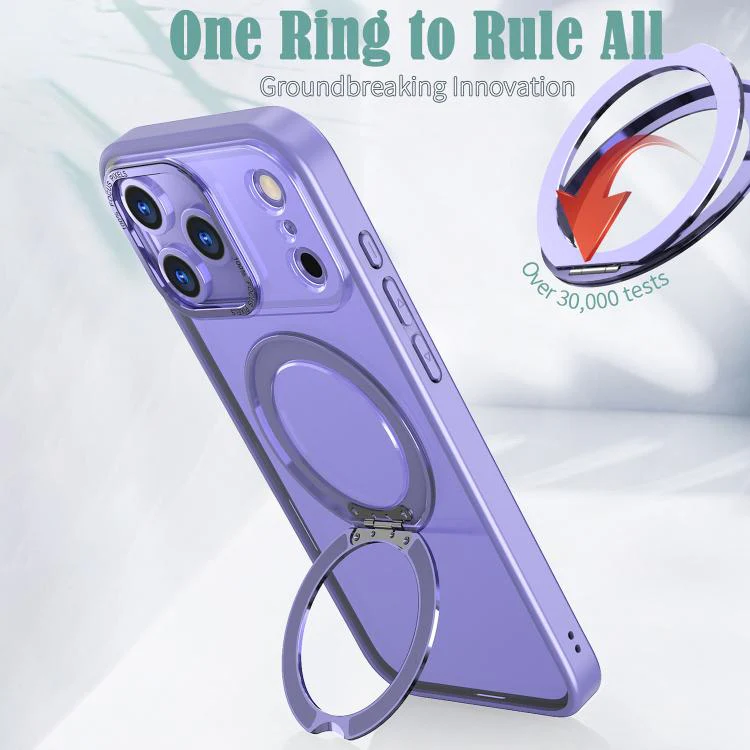 For iPhone 18 Pro kalebol MagSafe Metal Ring Holder Phone Case(Light Purple) - Image 2