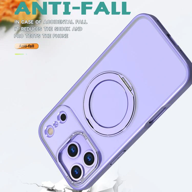 For iPhone 18 Pro kalebol MagSafe Metal Ring Holder Phone Case(Light Purple) - Image 5