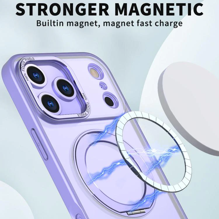 For iPhone 18 Pro kalebol MagSafe Metal Ring Holder Phone Case(Light Purple) - Image 6