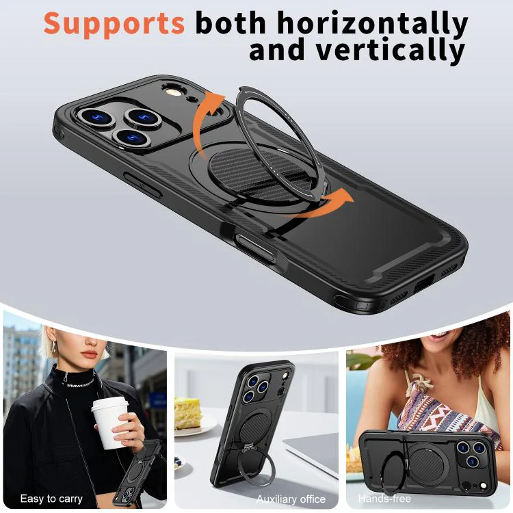 For iPhone 18 Pro kalebol Metal 360 Degree Rotation Holder MagSafe Phone Case(Black) - Image 5