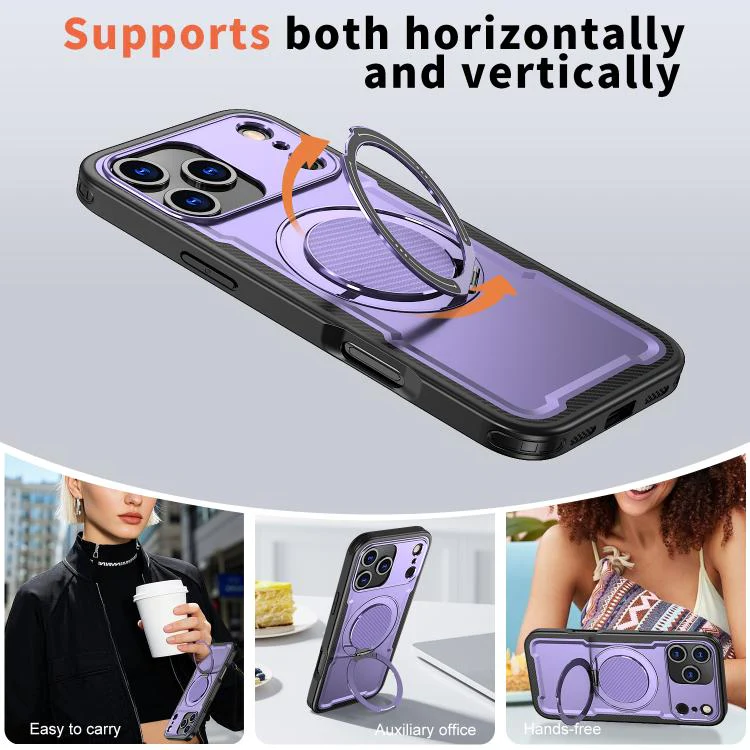 For iPhone 18 Pro kalebol Metal 360 Degree Rotation Holder MagSafe Phone Case(Purple) - Image 5