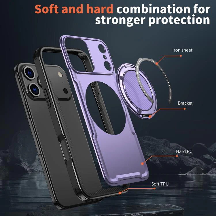 For iPhone 18 Pro kalebol Metal 360 Degree Rotation Holder MagSafe Phone Case(Purple) - Image 6