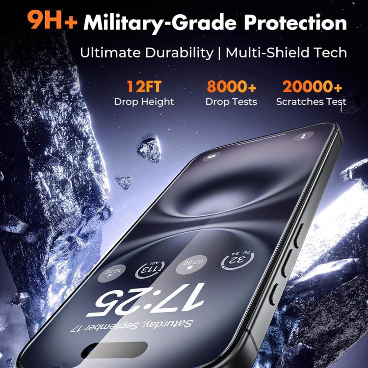 For iPhone 18 Pro Max 10pcs Kalebol High-Aluminum Screen-Printed Full-Coverage Anti-Fingerprint Black-Bordered HD Tempered Glass Film - Image 4