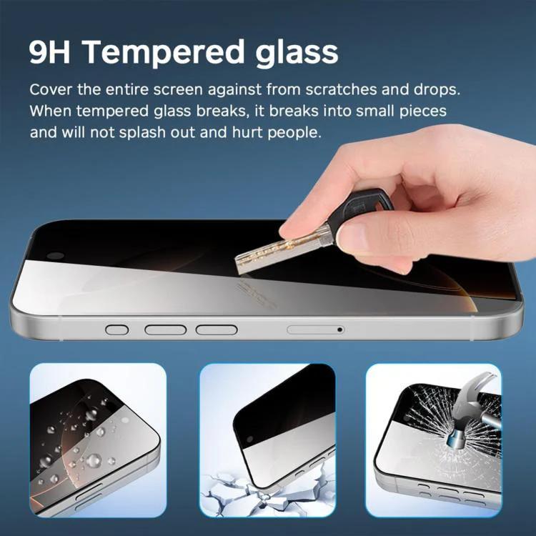 For iPhone 18 Pro Max 25pcs High-Aluminum Full-Coverage Anti-Fingerprint Screen-Printed Privacy Tempered Glass Film - Image 6