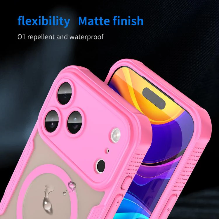 For iPhone 18 Pro Max Armor Glaze MagSafe Magnetic Phone Case(Pink) - Image 8
