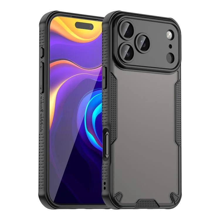 For iPhone 18 Pro Max Armor Glaze PC Hybrid TPU Phone Case(Black)