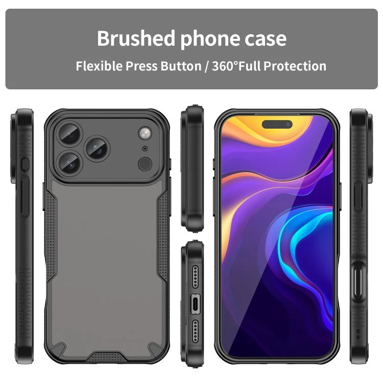 For iPhone 18 Pro Max Armor Glaze PC Hybrid TPU Phone Case(Black) - Image 2